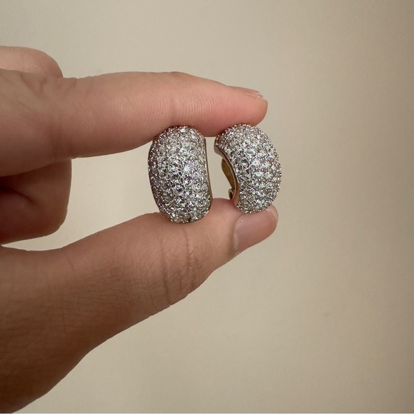 Vintage Carolee Rhinestone Pave Clip On Earrings - Picture 9 of 11